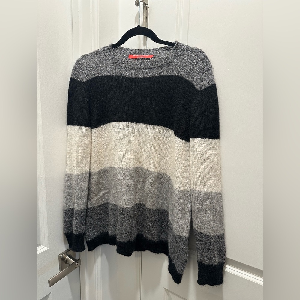 Marina Rinaldi Colorblock Knit Sweater – Luxe Neutral Stripe